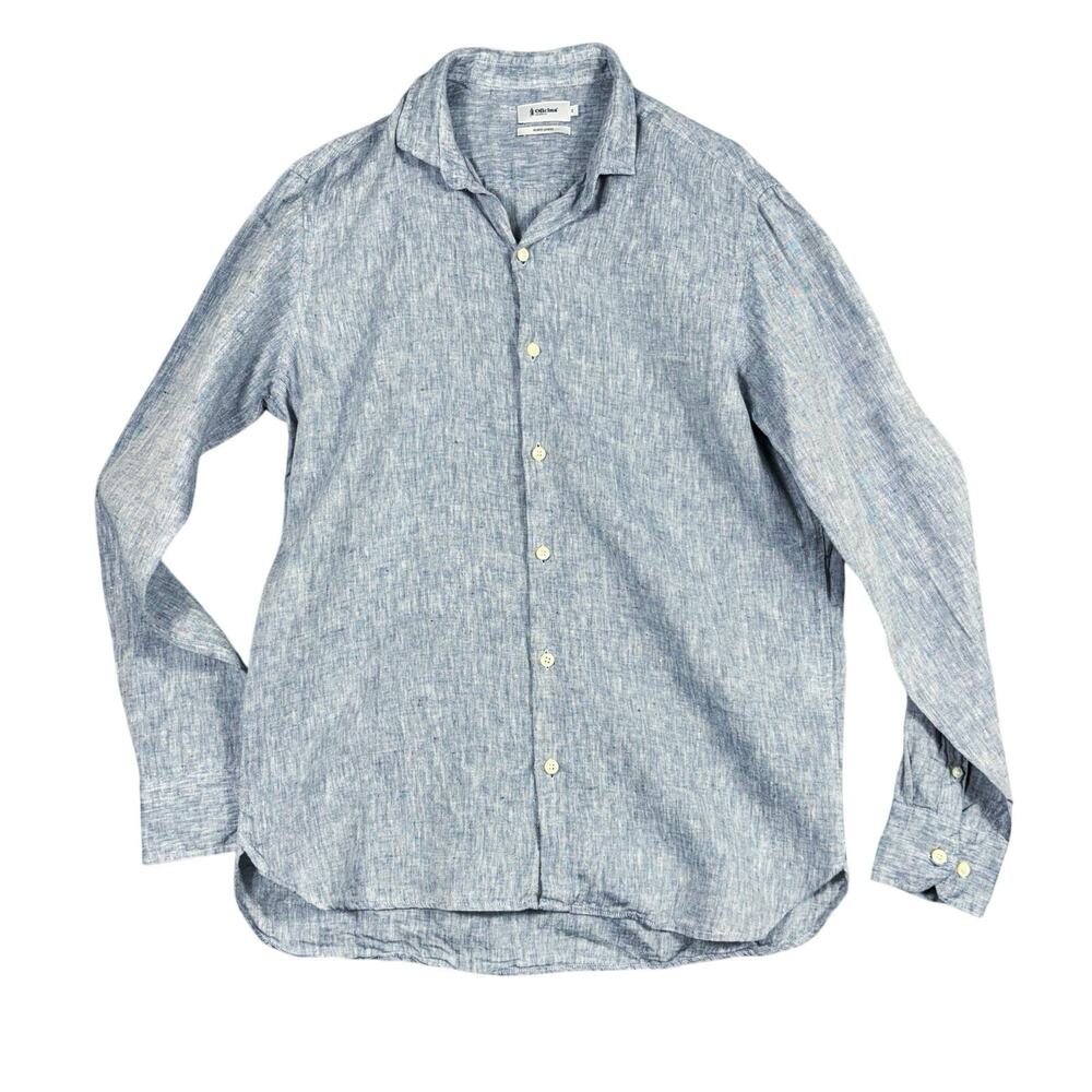Oficina Reserva Men’s Size Small Blue 100% Linen Long Sleeve Button Up Shirt - Picture 2 of 8